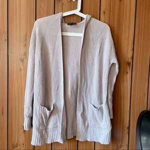 Express Light Baby Pink Lightweight Open Knit Hooded Long Cardigan Sweater